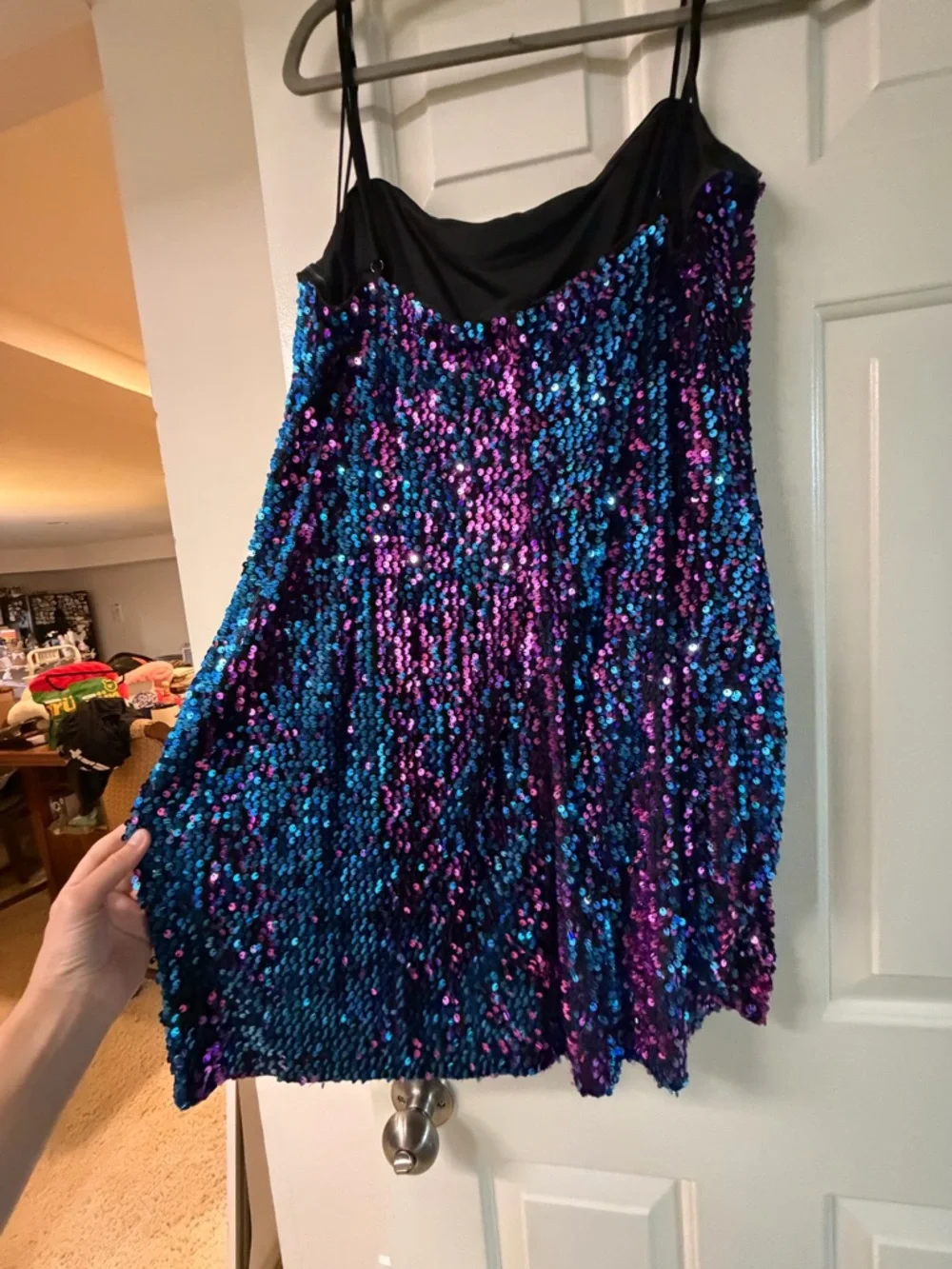 Bright Light Sequin Mini Dress - Purple/ combo - Picture 7 of 9